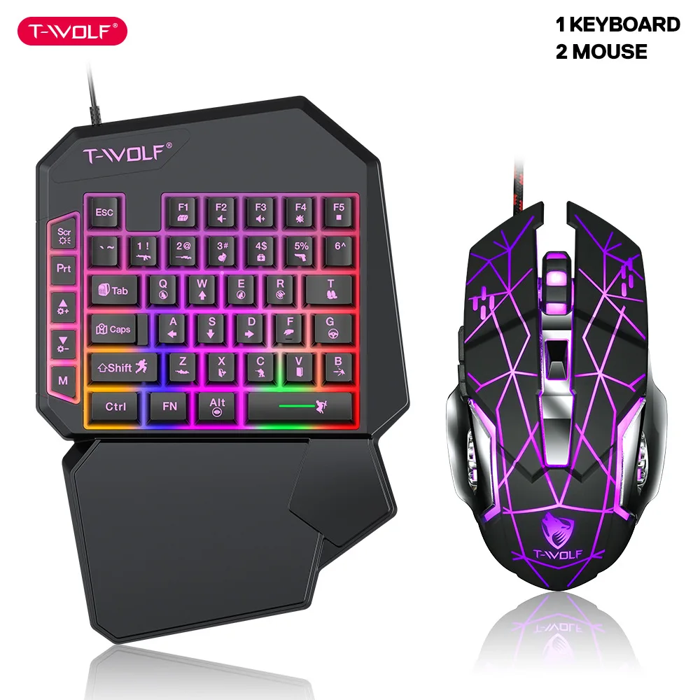 Gaming Keyboard Mouse And Headset Combo - T-WOLF TF900 One Handed Keyboard Throne