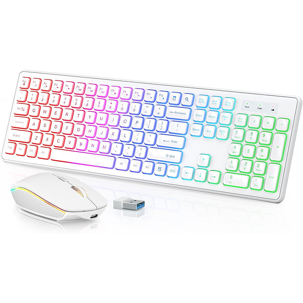 Gaming Keyboard Mouse And Headset Combo - Backlit Wireless Keyboard and Mouse,Quiet Light