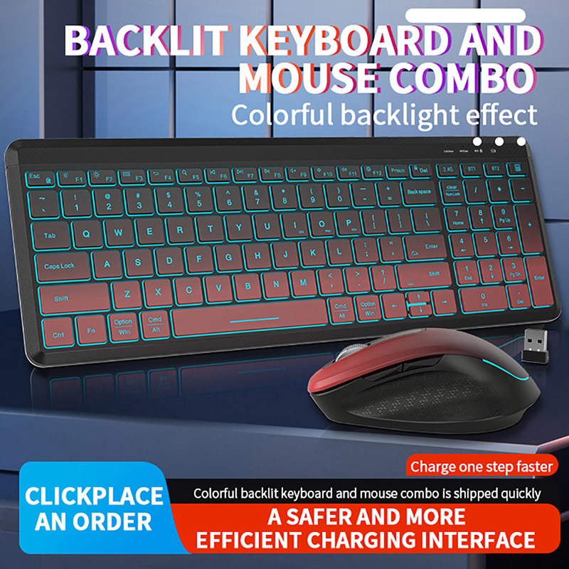 RGB Backlit Silent Wireless Ke - Gaming Keyboard And Mouse Combo recension och pris