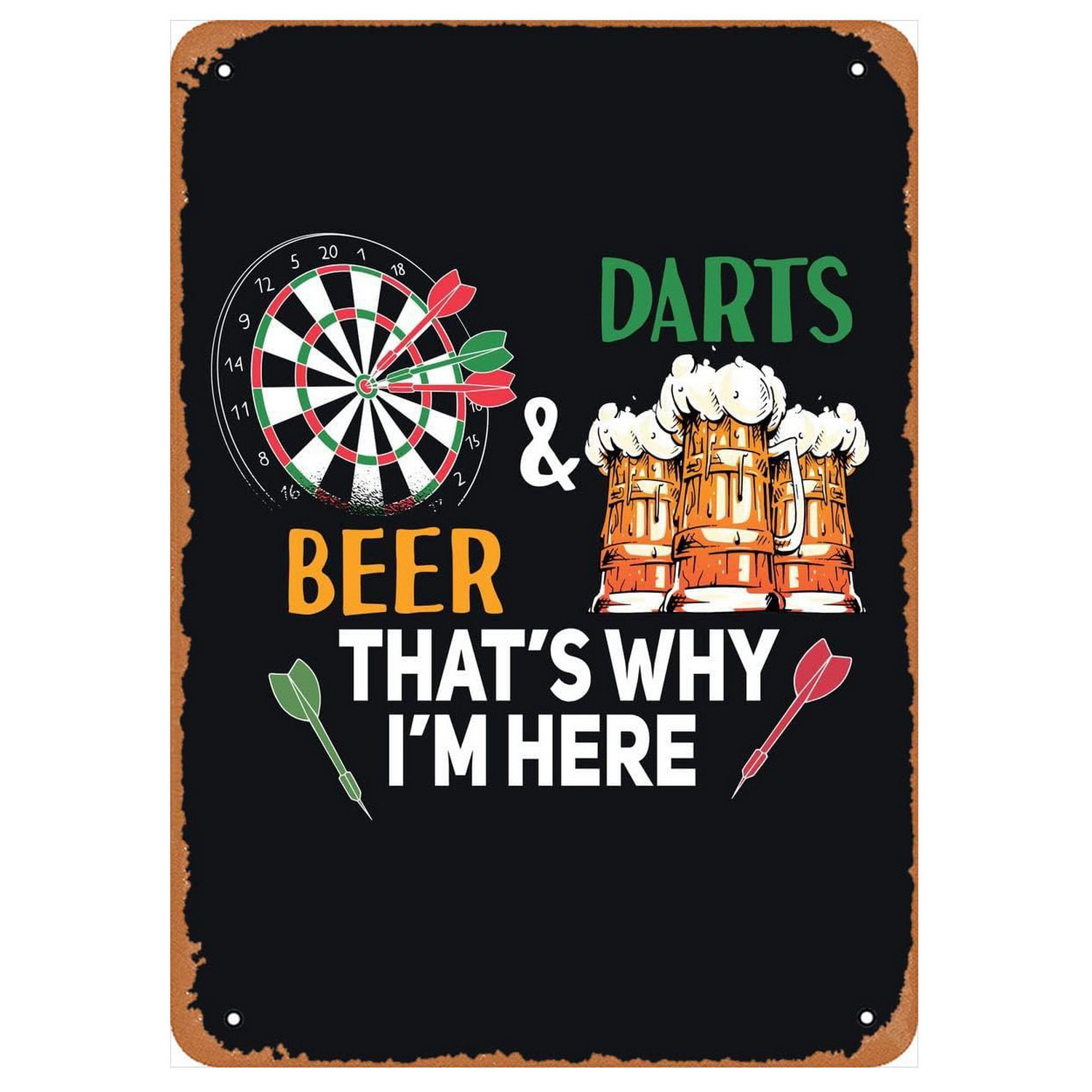 Vintage Darts & Beer Tin Sign, - Brass Weight Plate recension och pris