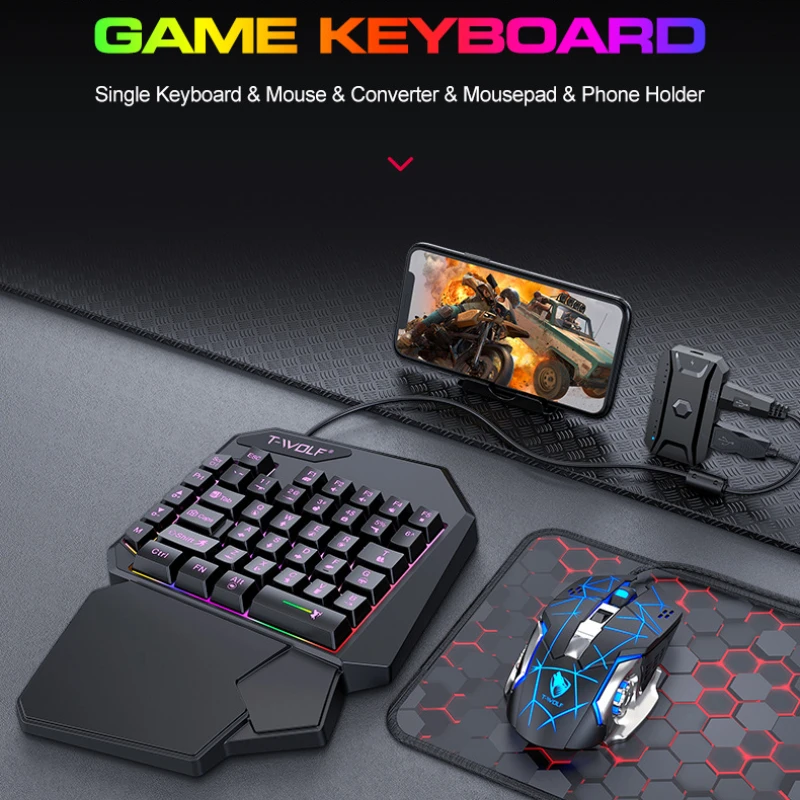 T-WOLF TF900 One Handed Keyboa - Gaming Keyboard Mouse And Headset Combo recension och pris