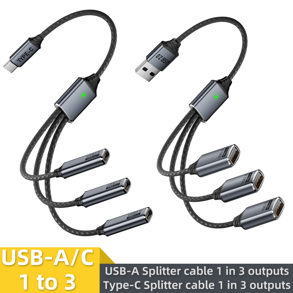 USB Splitter Cable 1-in-3 Outp - Gaming Keyboard Type C recension och pris