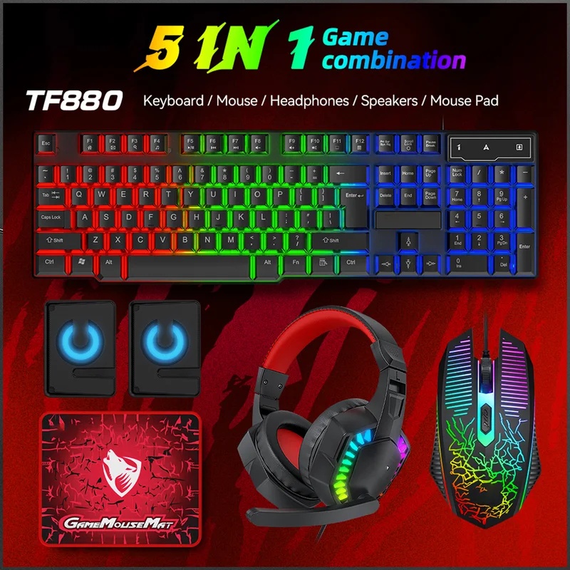 5-in-1 Set Gaming Combo Keyboa - Gaming Keyboard Mouse And Headset Combo recension och pris