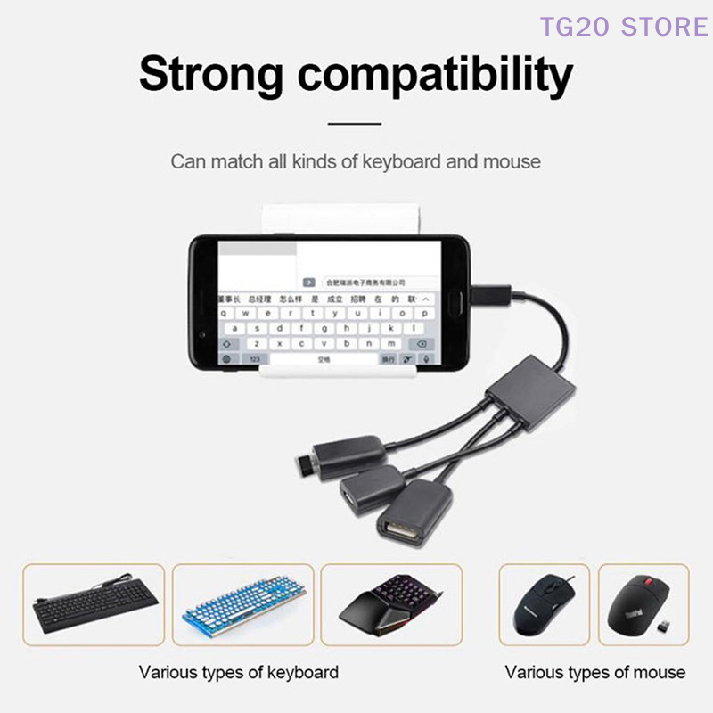3in1 Micro USB To 2 OTG 3 Port - Gaming Keyboard Type C recension och pris