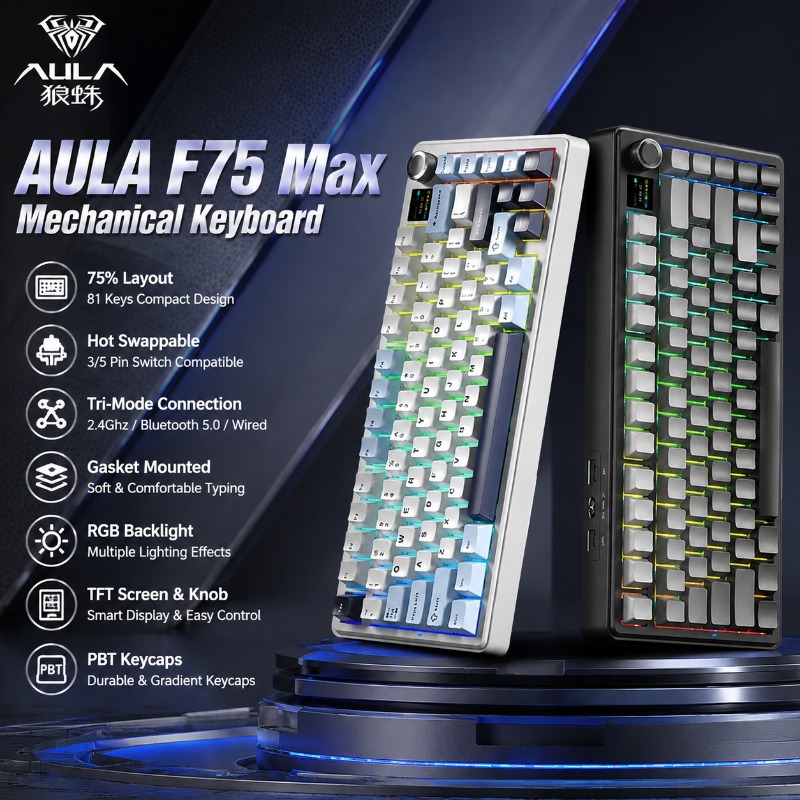 AULA F75 Max Mechanical Keyboa - Gasket Mount Kit recension och pris