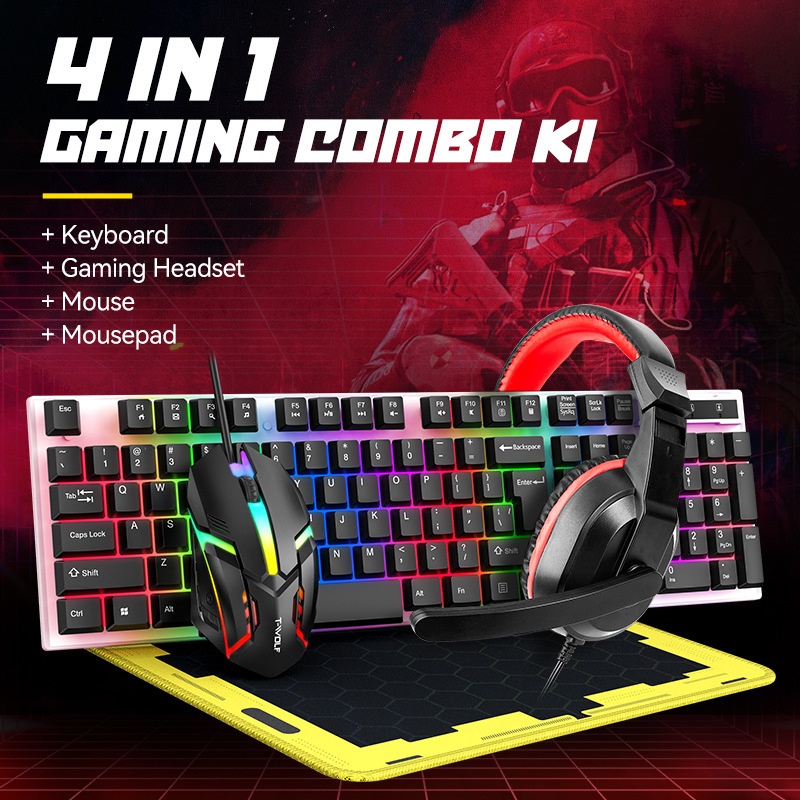 T-Wolf Tf240 4 In 1 Spanish Ga - Gaming Keyboard Mouse And Headset Combo recension och pris