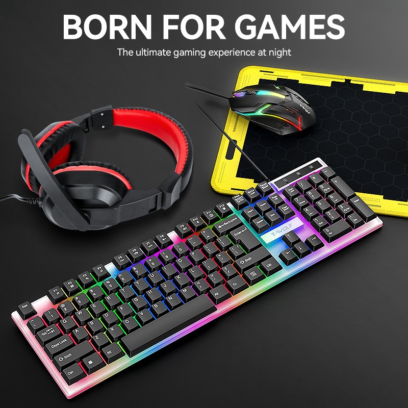T-Wolf Tf240 4 In 1 Spanish Ga - Gaming Keyboard Mouse And Headset Combo recension och pris