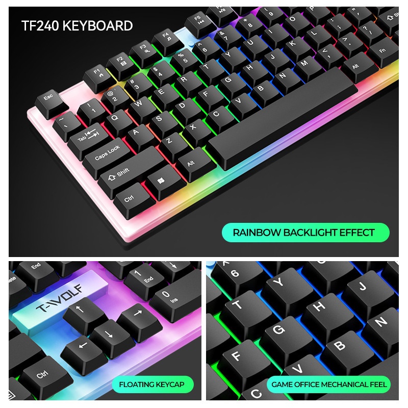 T-Wolf Tf240 4 In 1 Spanish Ga - Gaming Keyboard Mouse And Headset Combo recension och pris
