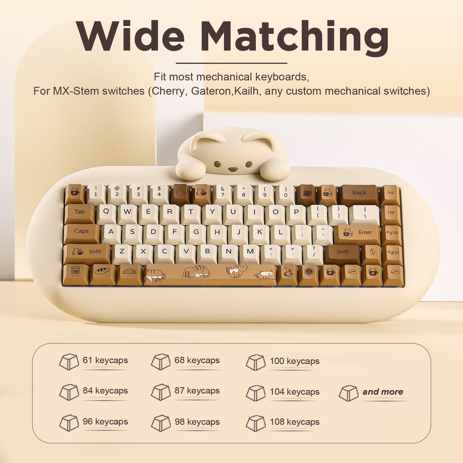YUNZII Coffee Cat PBT Keycaps, - Gaming Keyboard Extension recension och pris